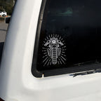 Close-up of Dove at Dawn's Streets of Gold decal sticker showcasing intricate gold foil design on a transparent background.