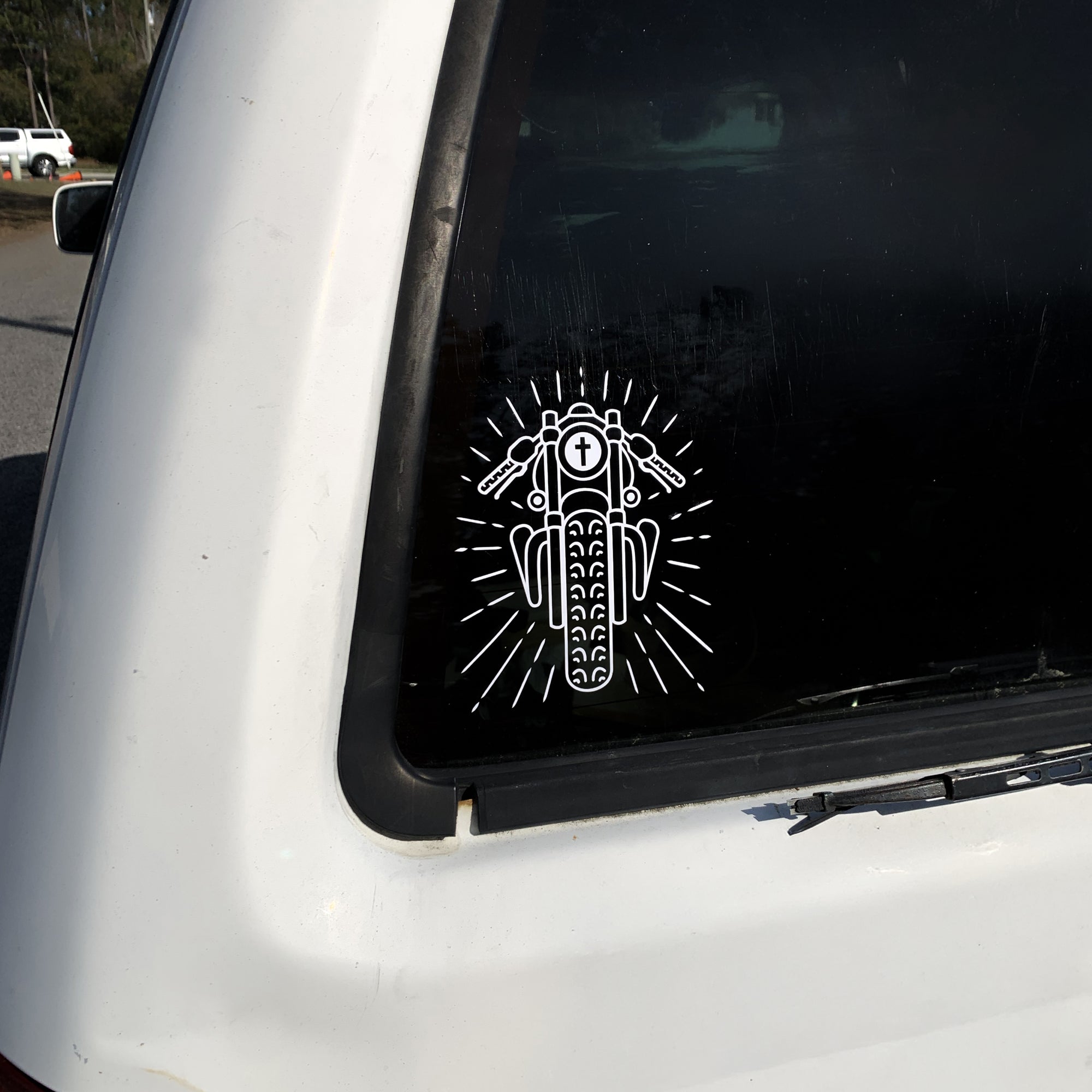 Close-up of Dove at Dawn's Streets of Gold decal sticker showcasing intricate gold foil design on a transparent background.